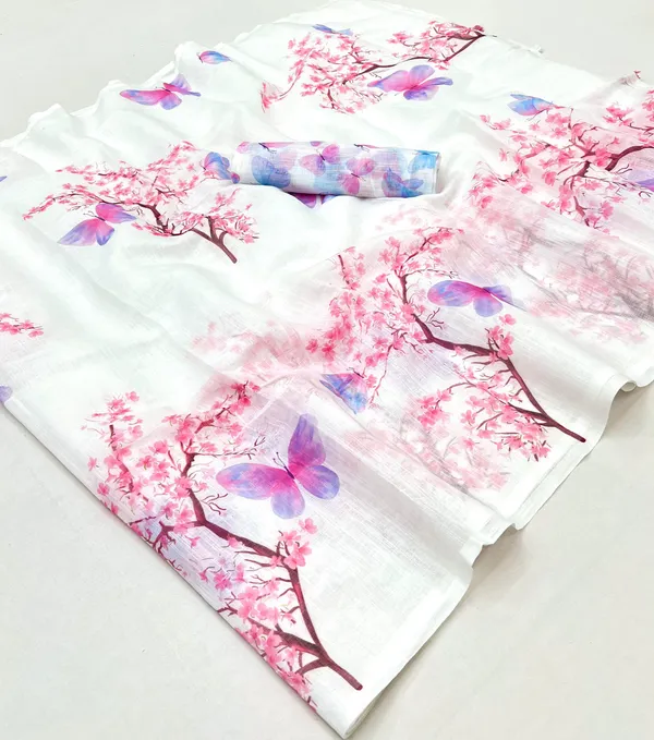 Linen_Arjak_Print_Saree_-_White