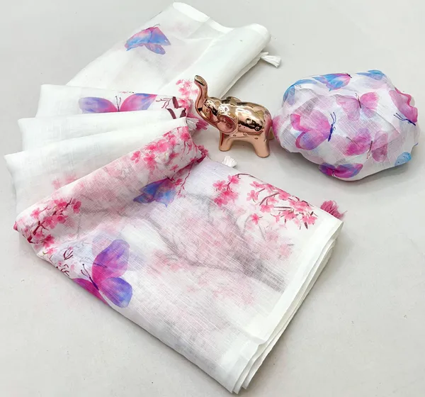 Linen_Arjak_Print_Saree_-_White