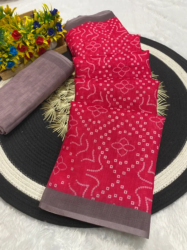 Linen_Bandhani_Saree-Pink