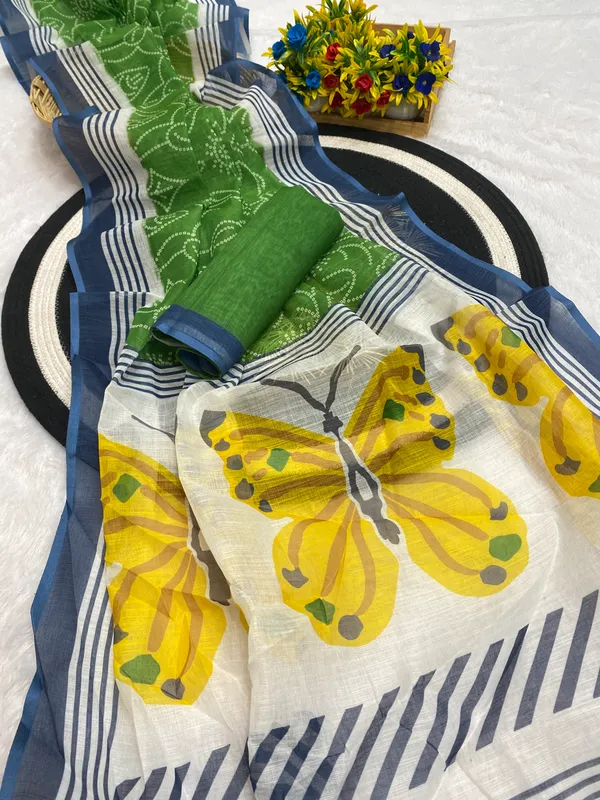 Linen_Bandhani_Saree_-_Green