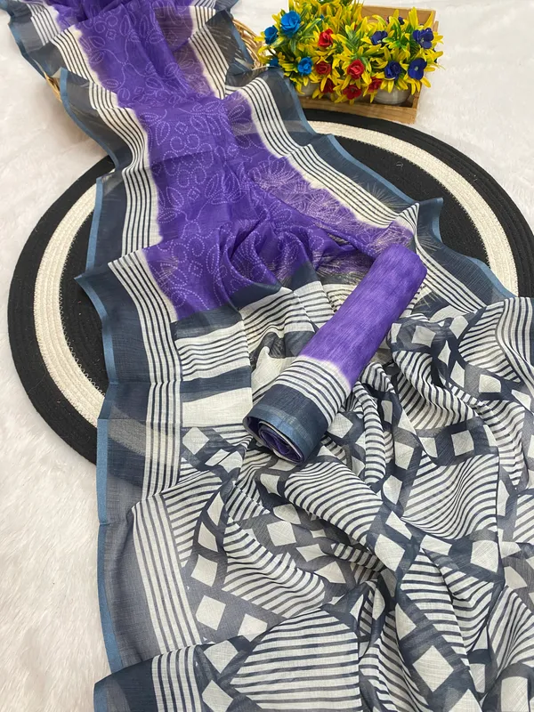 Linen_Bandhani_Saree_-_Purple