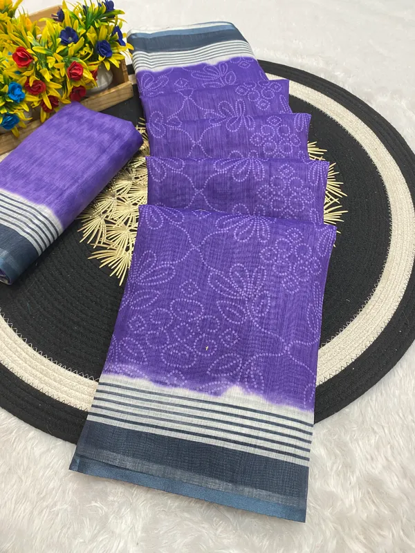 Linen_Bandhani_Saree_-_Purple