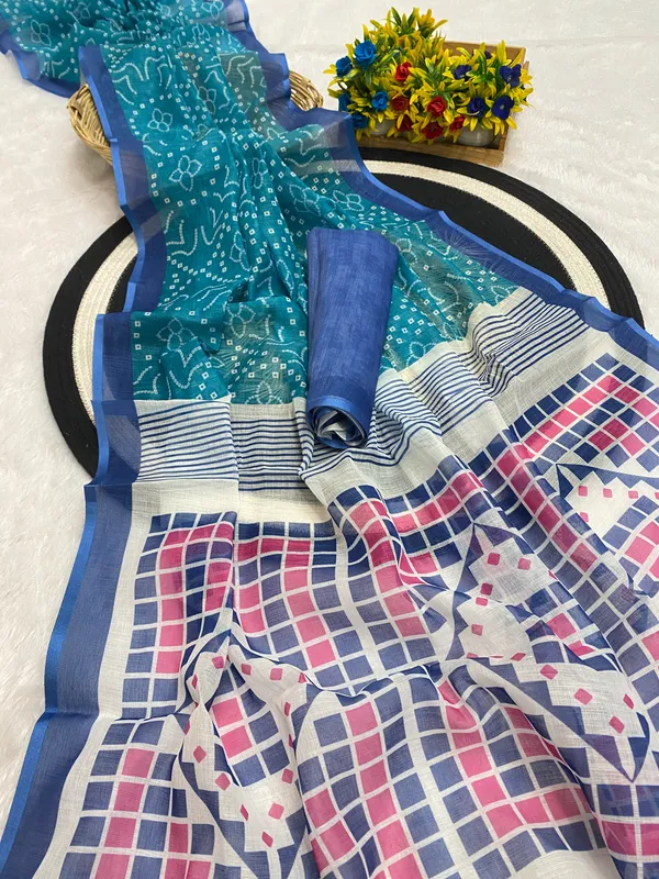 Linen_Bandhani_Saree_-_Rama
