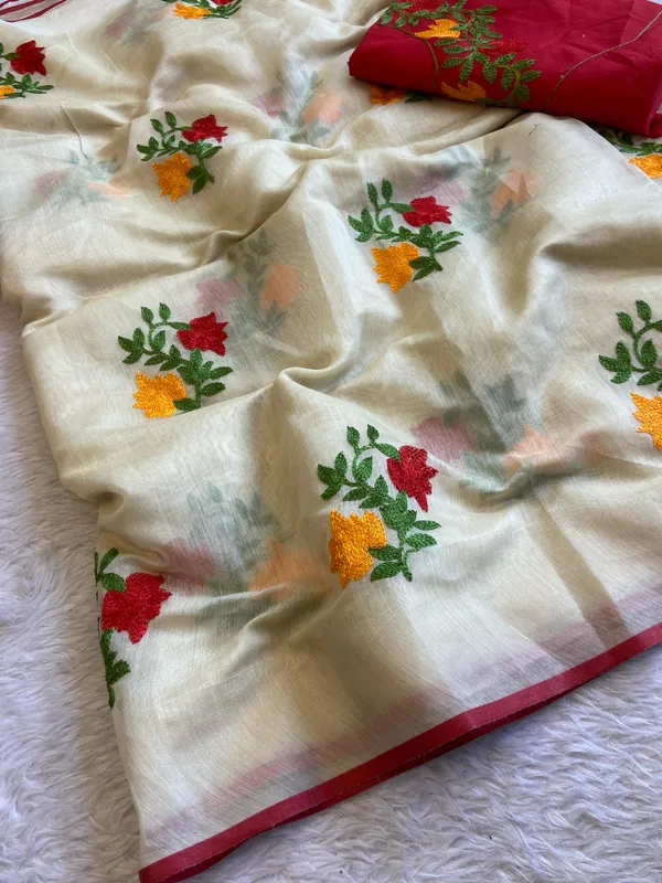 Linen_Cotton_Silk_Saree_Banglori_Blouse-_Off_White