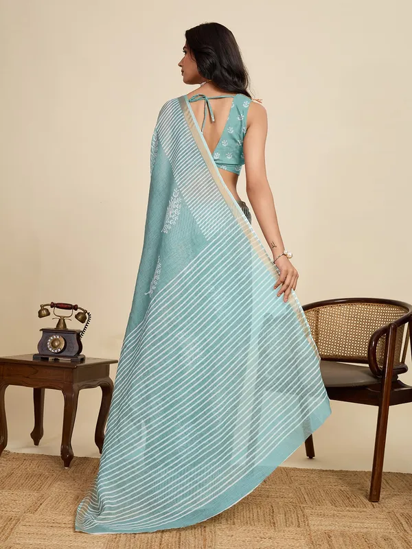 MINT_BLUE_PRINTED_LINEN_SAREE_-_MINT_BLUE