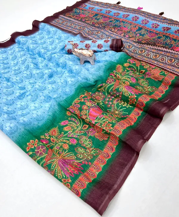 NAVARATRI_SPECIAL_COTTON_LINEN_SAREE-BLUE
