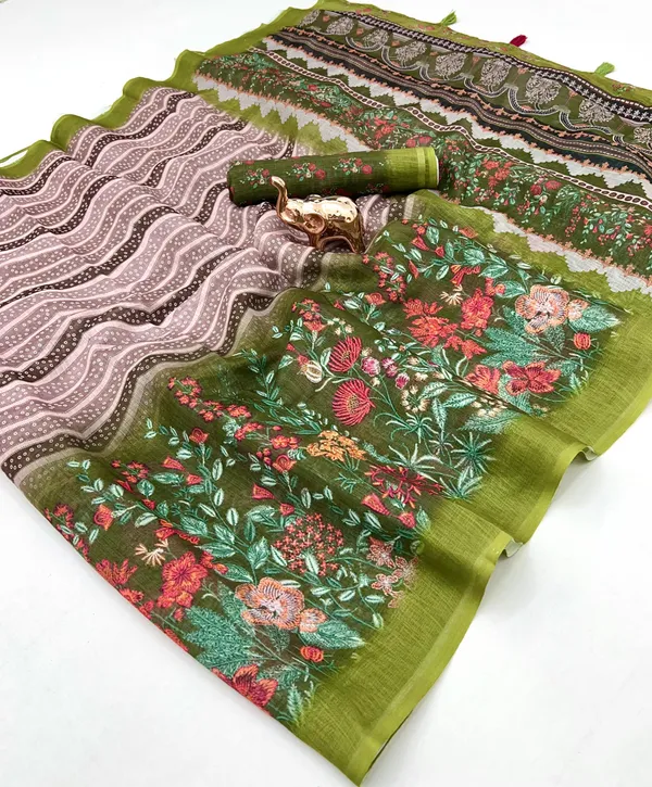 NAVARATRI_SPECIAL_COTTON_LINEN-_OLIVE_GREEN