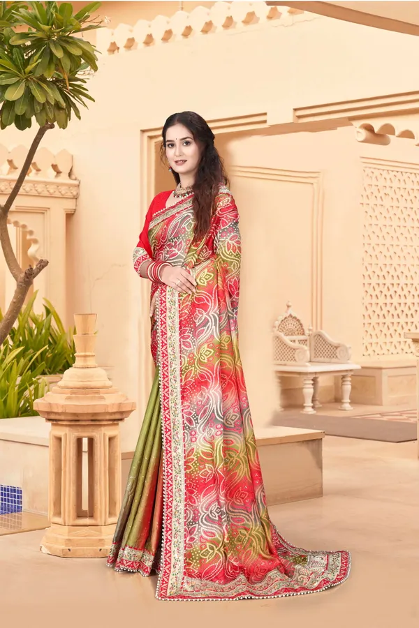 Green_Evening_Elegance_Moss_Chiffon_Bandhani_Saree_For_Women