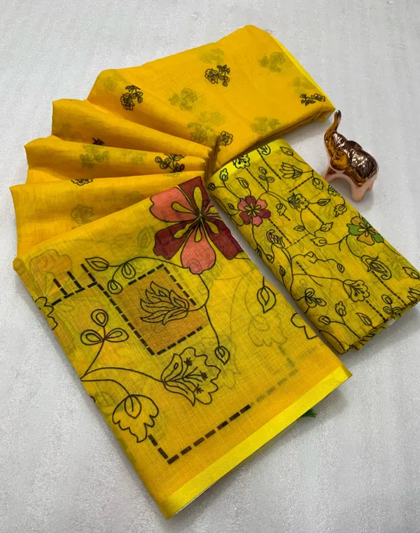Yellow_Lightweight_Linen_Comfort_Cotton_Saree_For_Women
