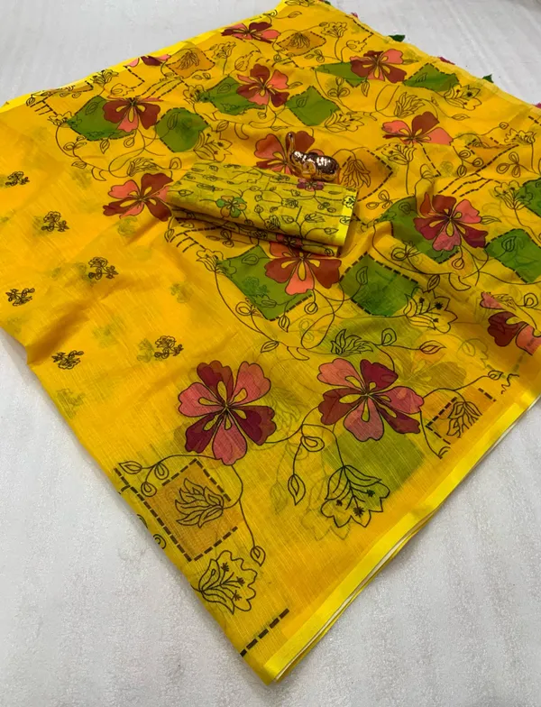Yellow_Lightweight_Linen_Comfort_Cotton_Saree_For_Women