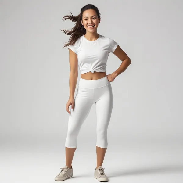 White_Ladies_Capri_3/4Th_Leggings_Soft,_Breathable,_And_Comfortable_Fit