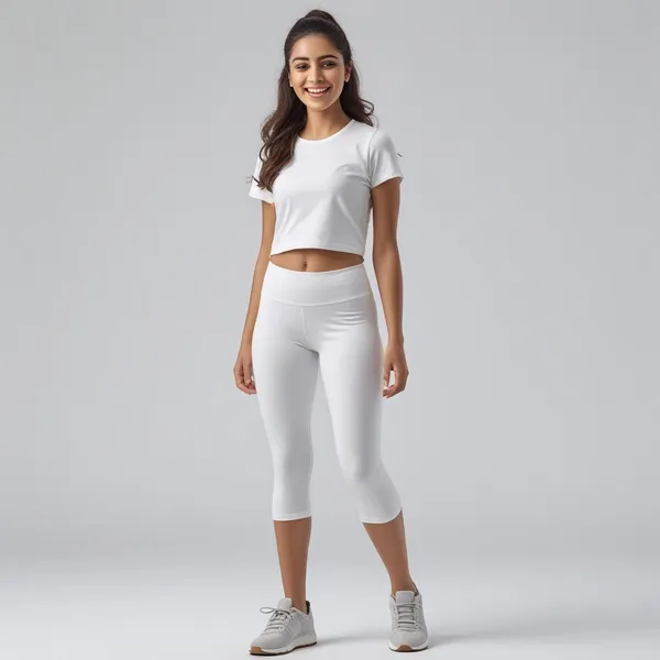 White_Ladies_Capri_3/4Th_Leggings_Soft,_Breathable,_And_Comfortable_Fit