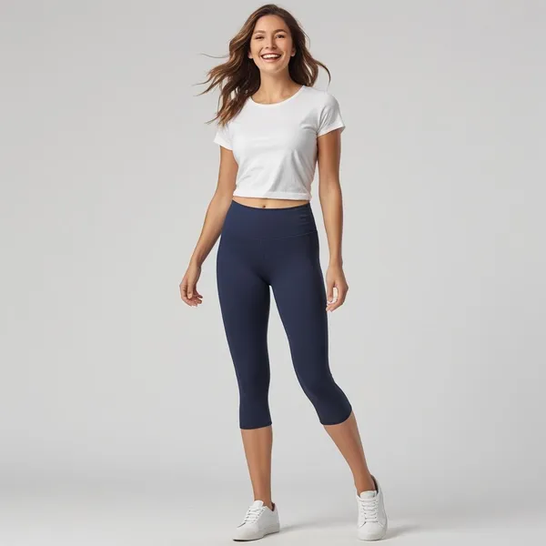 Navy_Ladies_Capri_3/4Th_Leggings_Soft,_Breathable,_And_Comfortable_Fit
