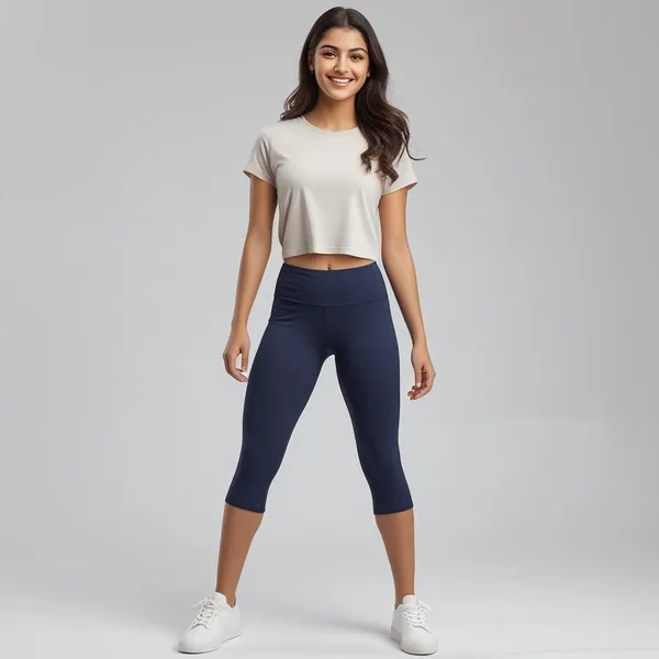 Navy_Ladies_Capri_3/4Th_Leggings_Soft,_Breathable,_And_Comfortable_Fit
