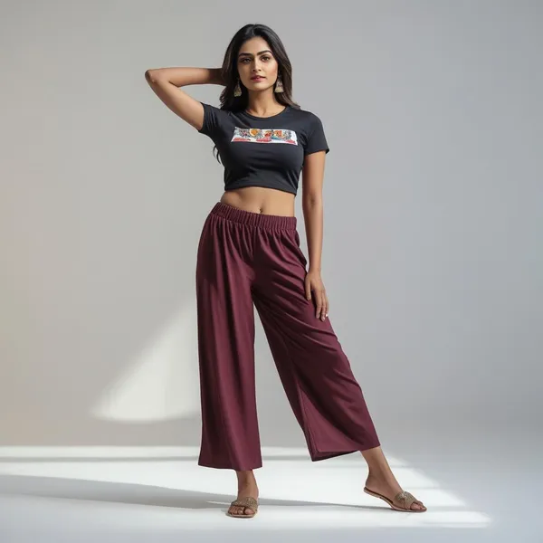Marroon_Ladies_Palazzo_Pants_Flowy,_Comfortable_&_Stylish_Everyday_Bottomwear