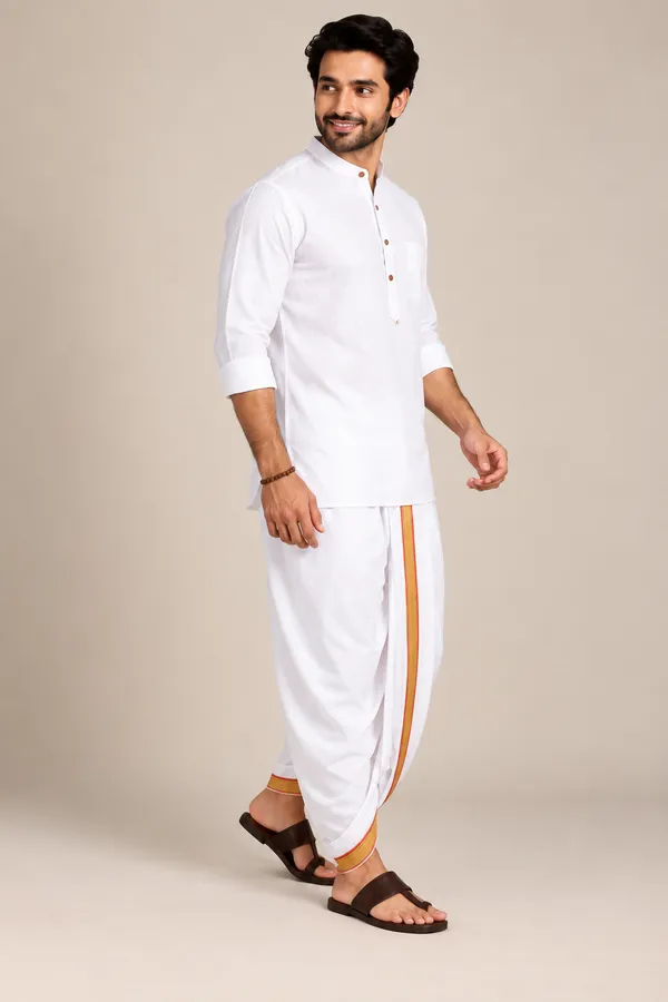 Aaradh_White_Cotton_Blend_Readymade_Elastic_Silk_Dhoti_for_Men_