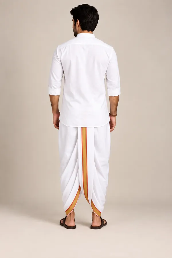 Aaradh_White_Cotton_Blend_Readymade_Elastic_Silk_Dhoti_for_Men_