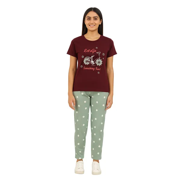 Multicolor_100%_Soft_Cotton_Night_Dress_Set_For_Women_Printed_T-Shirt_&_All-Over_Printed_Pants_For_Ultimate_Comfort