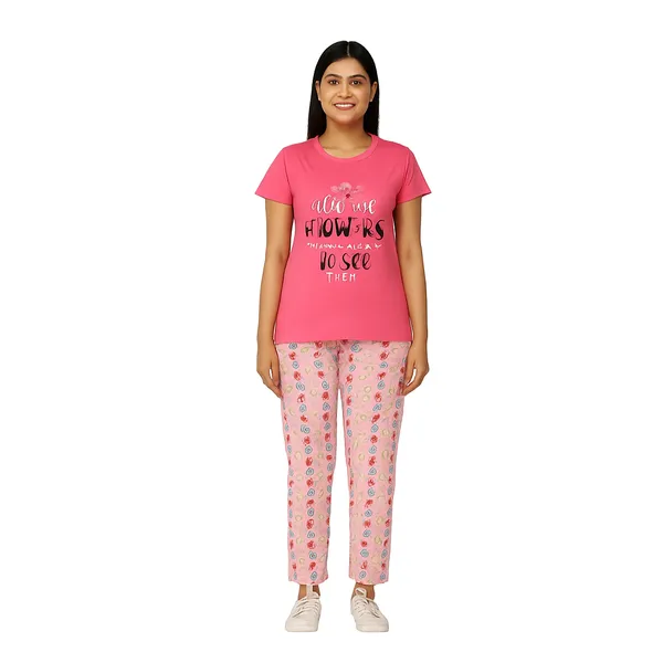 Multicolor_100%_Soft_Cotton_Night_Dress_Set_For_Women_Printed_T-Shirt_&_All-Over_Printed_Pants_For_Ultimate_Comfort