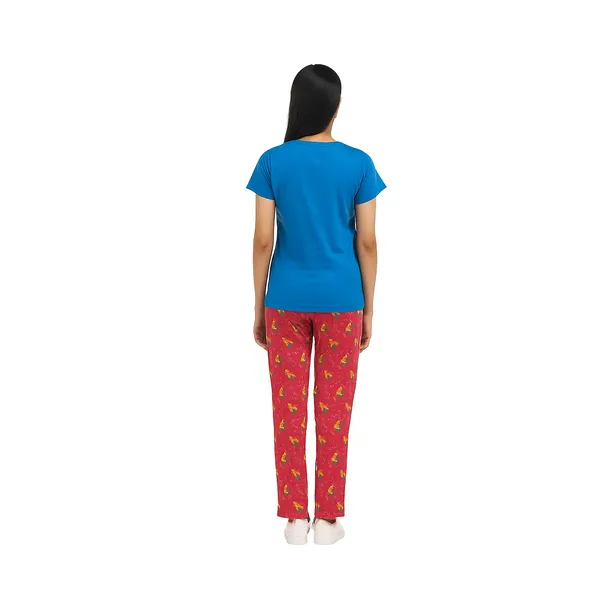 Multicolor_100%_Soft_Cotton_Night_Dress_Set_For_Women_Printed_T-Shirt_&_All-Over_Printed_Pants_For_Ultimate_Comfort
