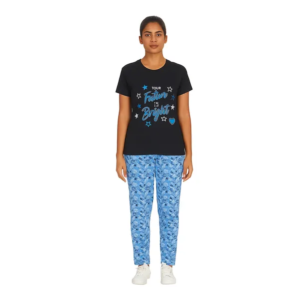Multicolor_100%_Soft_Cotton_Night_Dress_Set_For_Women_Printed_T-Shirt_&_All-Over_Printed_Pants_For_Ultimate_Comfort