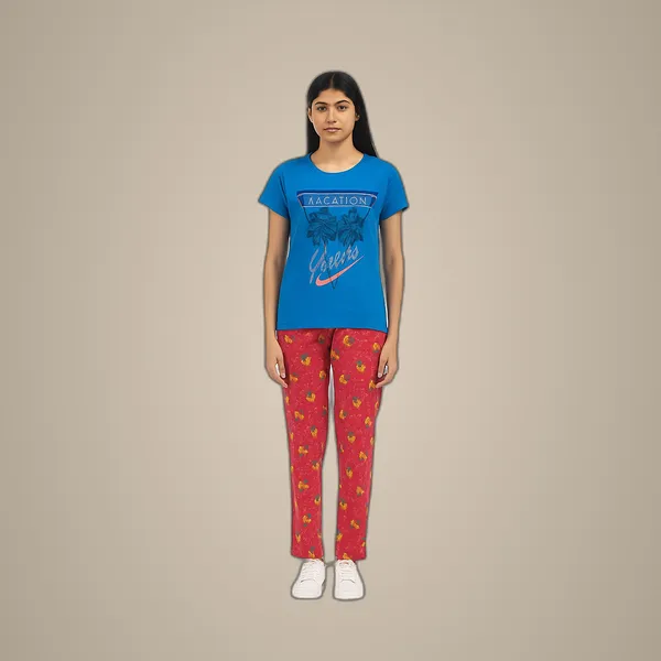 Multicolor_100%_Soft_Cotton_Night_Dress_Set_For_Women_Printed_T-Shirt_&_All-Over_Printed_Pants_For_Ultimate_Comfort