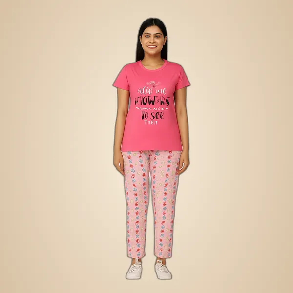 Multicolor_100%_Soft_Cotton_Night_Dress_Set_For_Women_Printed_T-Shirt_&_All-Over_Printed_Pants_For_Ultimate_Comfort