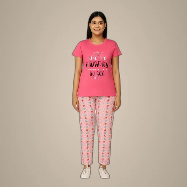 Multicolor_100%_Soft_Cotton_Night_Dress_Set_For_Women_Printed_T-Shirt_&_All-Over_Printed_Pants_For_Ultimate_Comfort