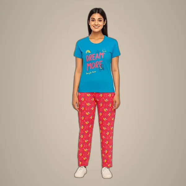 Multicolor_100%_Soft_Cotton_Night_Dress_Set_For_Women_Printed_T-Shirt_&_All-Over_Printed_Pants_For_Ultimate_Comfort