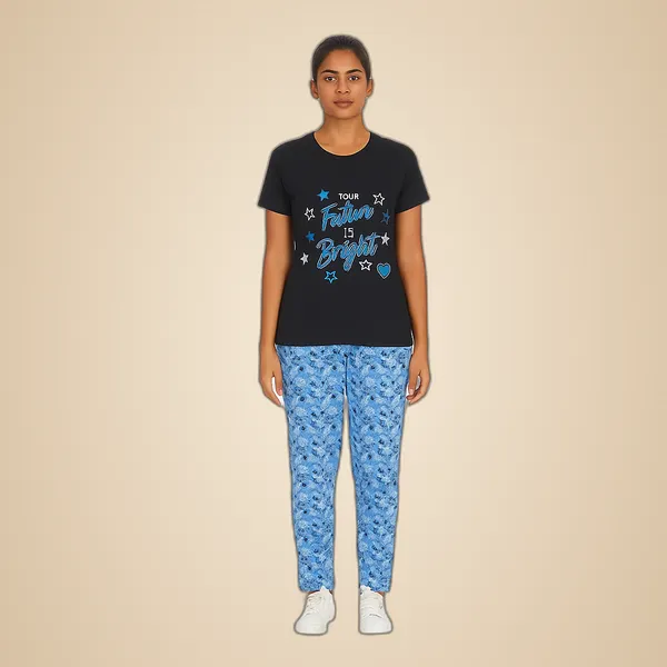 Multicolor_100%_Soft_Cotton_Night_Dress_Set_For_Women_Printed_T-Shirt_&_All-Over_Printed_Pants_For_Ultimate_Comfort