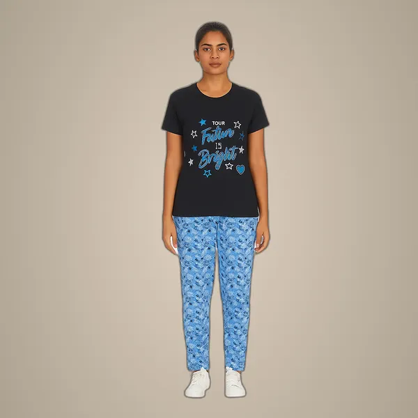 Multicolor_100%_Soft_Cotton_Night_Dress_Set_For_Women_Printed_T-Shirt_&_All-Over_Printed_Pants_For_Ultimate_Comfort
