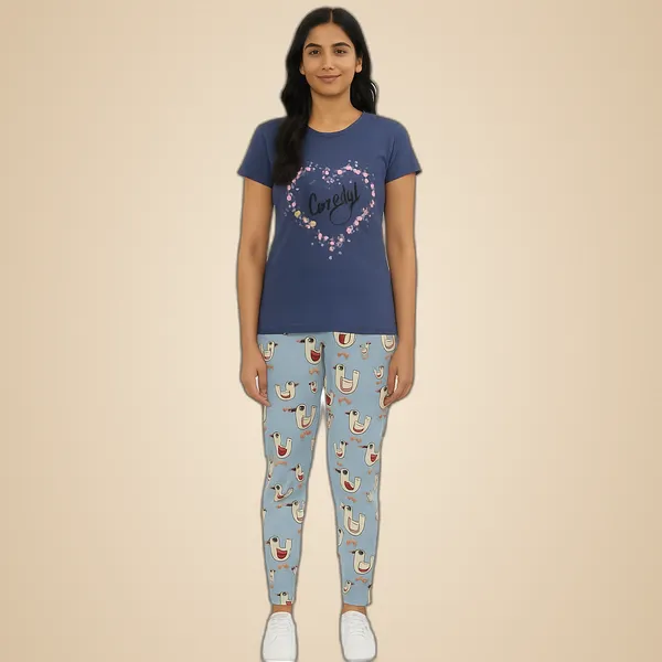 Multicolor_100%_Soft_Cotton_Night_Dress_Set_For_Women_Printed_T-Shirt_&_All-Over_Printed_Pants_For_Ultimate_Comfort