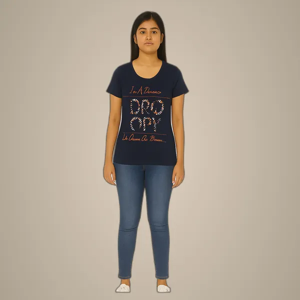 Navy_Blue_100%_Soft_Cotton_Ladies_Top_With_Chest_Print_Soft,_Stylish_&_Everyday_Essential