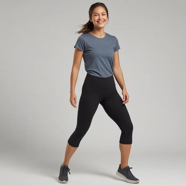 Black_Ladies_Capri_3/4Th_Leggings_Soft,_Breathable,_And_Comfortable_Fit