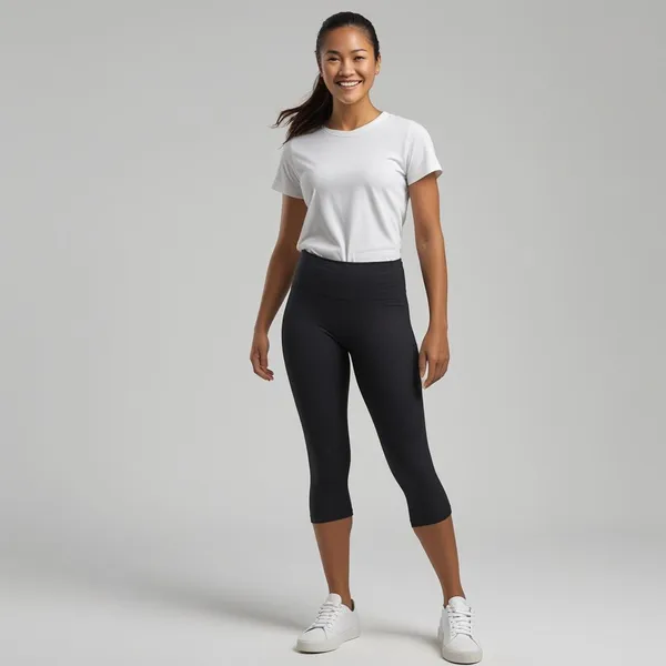 Black_Ladies_Capri_3/4Th_Leggings_Soft,_Breathable,_And_Comfortable_Fit