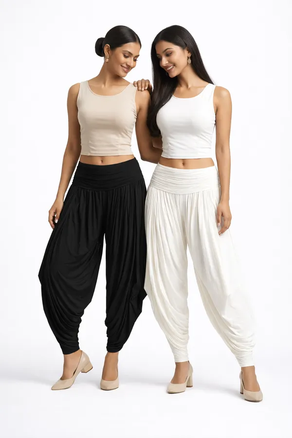 White_&_Black_Combo_Ladies_Patiala_Pants_Traditional_Elegance_With_Everyday_Comfort