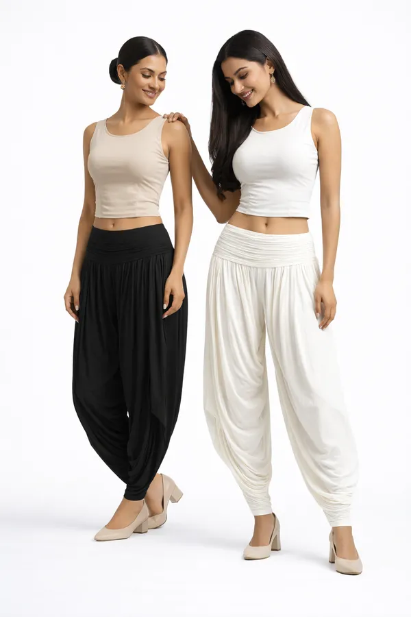 White_&_Black_Combo_Ladies_Patiala_Pants_Traditional_Elegance_With_Everyday_Comfort