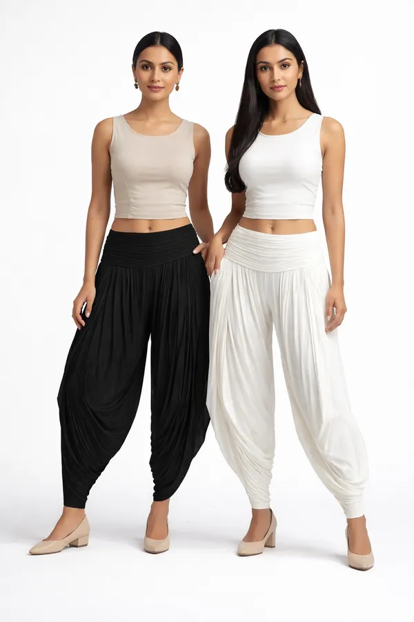 White_&_Black_Combo_Ladies_Patiala_Pants_Traditional_Elegance_With_Everyday_Comfort