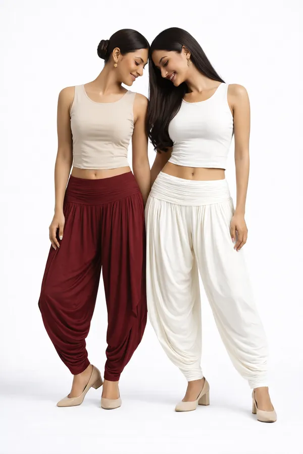White_&_Maroon_Combo_Ladies_Patiala_Pants_Traditional_Elegance_With_Everyday_Comfort