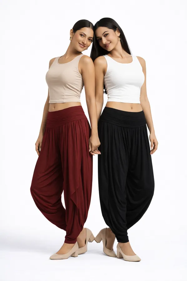 Black_&_Maroon_Combo_Ladies_Patiala_Pants_Traditional_Elegance_With_Everyday_Comfort