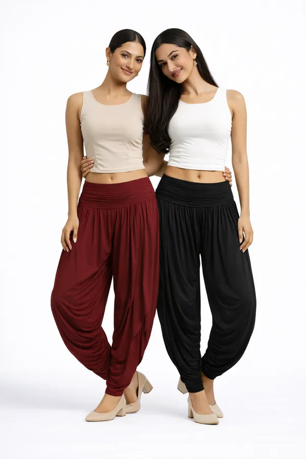 Black_&_Maroon_Combo_Ladies_Patiala_Pants_Traditional_Elegance_With_Everyday_Comfort