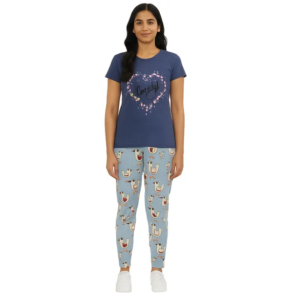 Multicolor_100%_Soft_Cotton_Night_Dress_Set_For_Women_Printed_T-Shirt_&_All-Over_Printed_Pants_For_Ultimate_Comfort