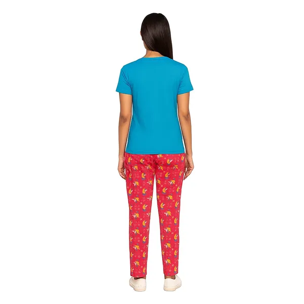 Multicolor_100%_Soft_Cotton_Night_Dress_Set_For_Women_Printed_T-Shirt_&_All-Over_Printed_Pants_For_Ultimate_Comfort