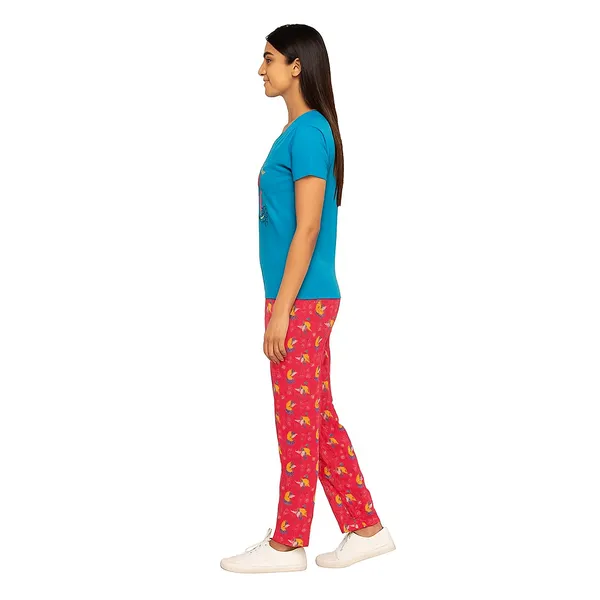 Multicolor_100%_Soft_Cotton_Night_Dress_Set_For_Women_Printed_T-Shirt_&_All-Over_Printed_Pants_For_Ultimate_Comfort