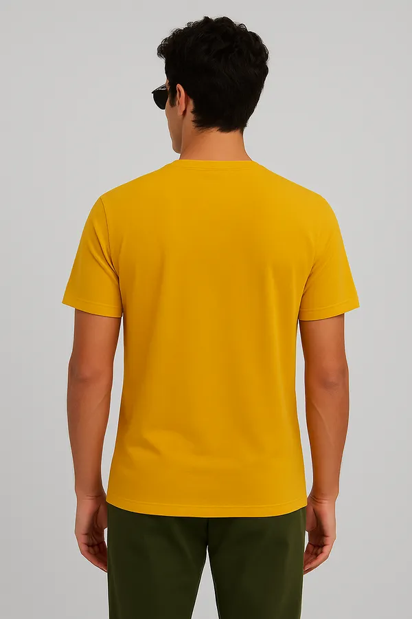 Yellow_Premium_Cotton_Fabric_Regular_Round_Neck_T_Shirt_For_Men