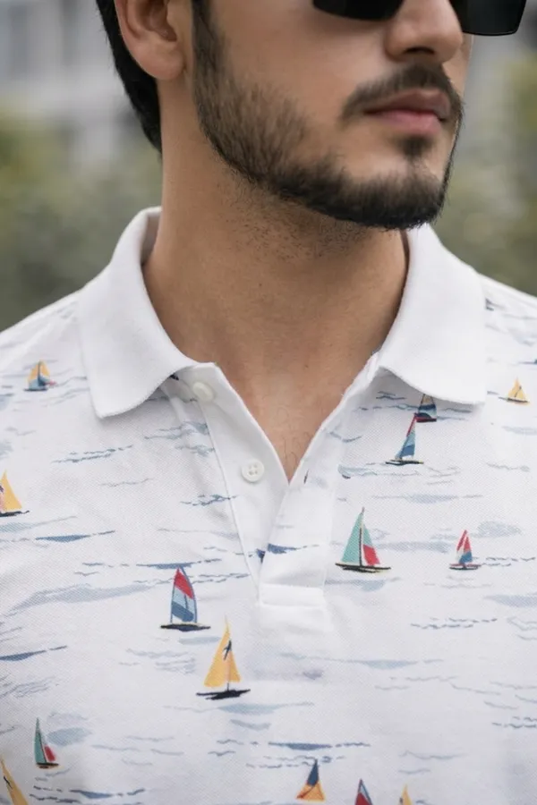 Tshirtsbuddy_Men's_White_Nautical_Sailboat_Polo_T-Shirt
