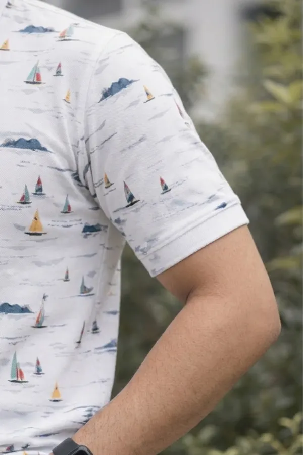 Tshirtsbuddy_Men's_White_Nautical_Sailboat_Polo_T-Shirt