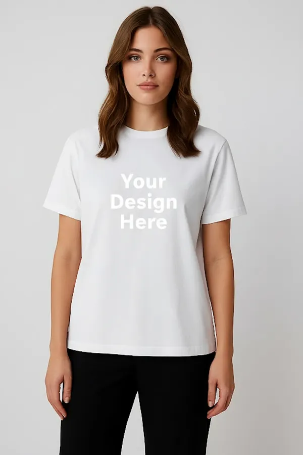 White_Customized_Half_Sleeve_Women's_Premium_Fabric_T-Shirt