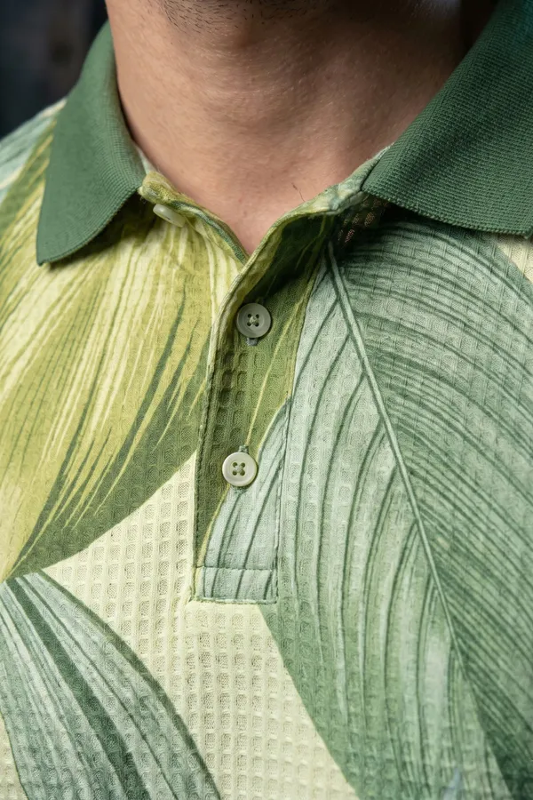 Men's_Green_Botanical_Printed_Polo_T-Shirt