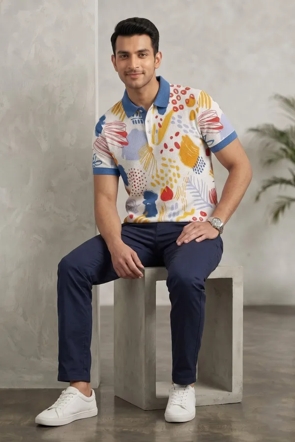 Men�s_Abstract_Printed_Polo_T-Shirt_�_Multicolor_Artistic_Print_with_Contrast_Collar